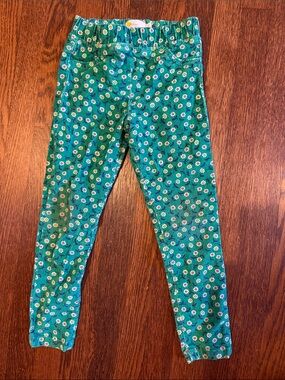 Mini Boden Green Floral Leggings with White & Yellow Daisies